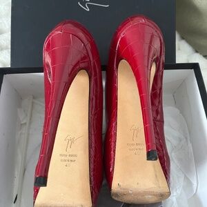 Red Zanotti Croc Platform Pumps Peep Toe